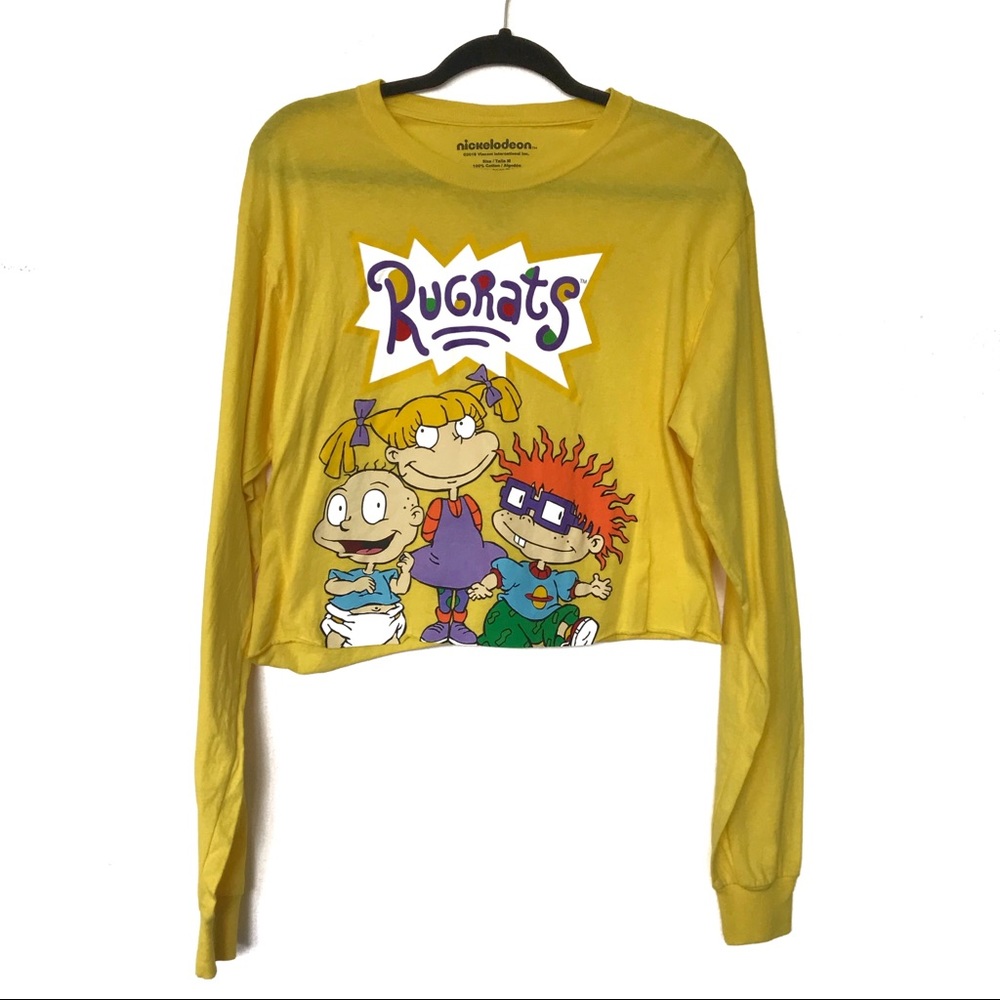 5x$25 Rugrats Yellow Cropped Long Sleeve Graphic Top